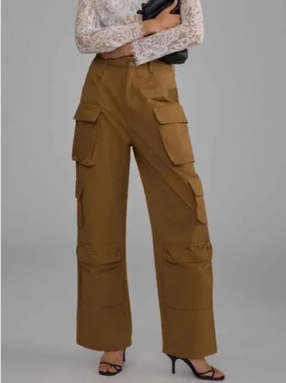 Molly King X Bayse Cargo Wide-Leg Pants in Brown Women’s XS